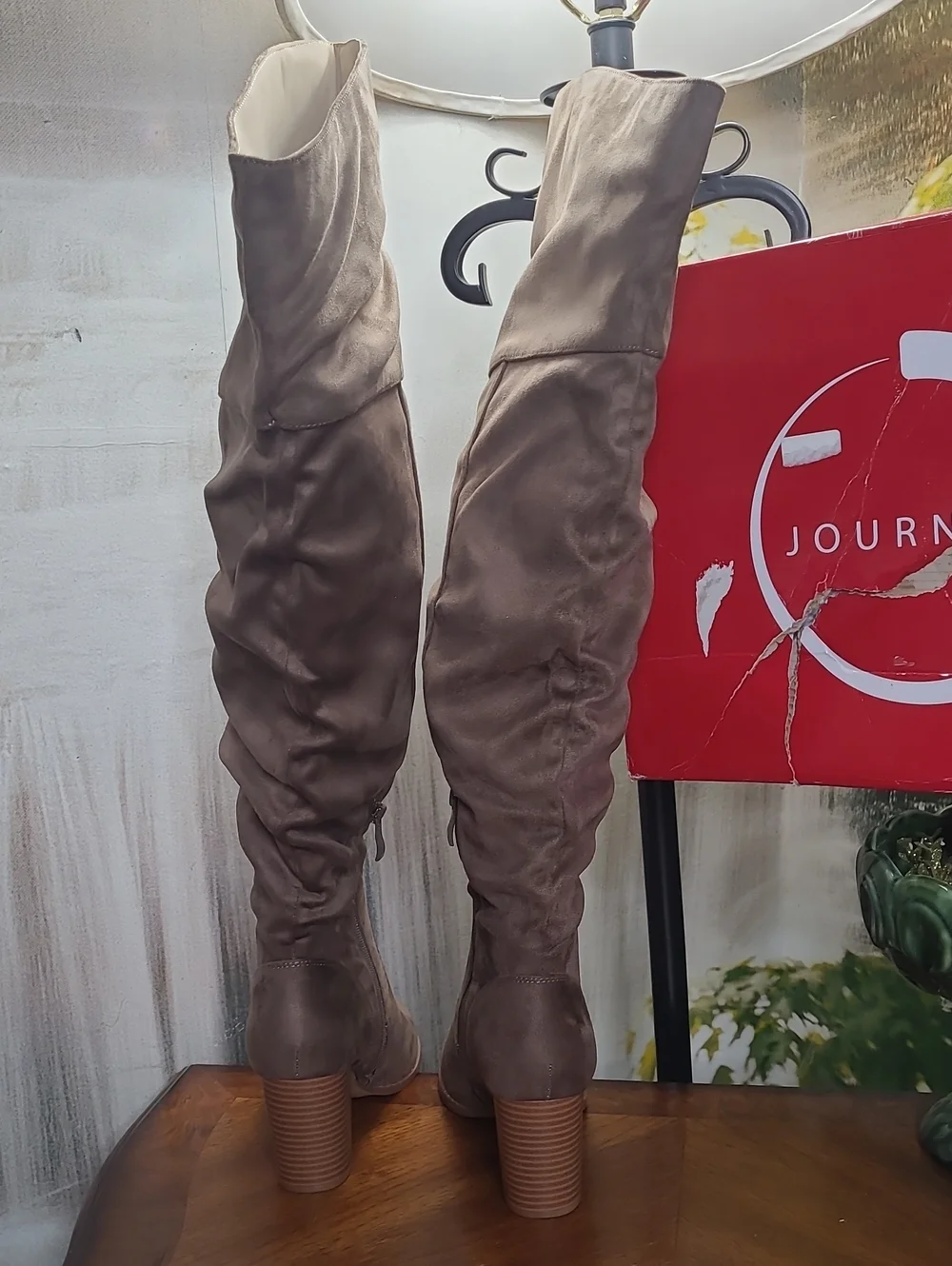 New in box! Journee Kaison Womens 8.5 Wide Calf Taupe Slouch Over the Knee Boots